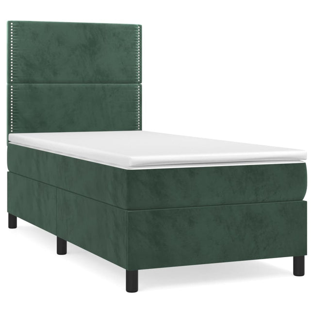 Giroletto a Molle con Materasso Verde Scuro 80x200 cm Velluto