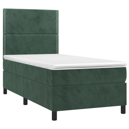 Giroletto a Molle con Materasso Verde Scuro 80x200 cm Velluto