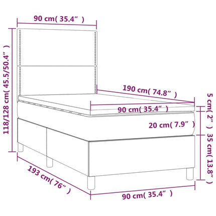 Giroletto a Molle con Materasso Rosa 90x190 cm in Velluto