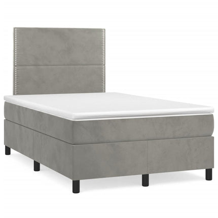 Giroletto a Molle con Materasso Grigio Chiaro 120x200cm Velluto