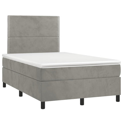 Giroletto a Molle con Materasso Grigio Chiaro 120x200cm Velluto