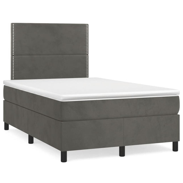 Giroletto a Molle con Materasso Grigio Scuro 120x200 cm Velluto