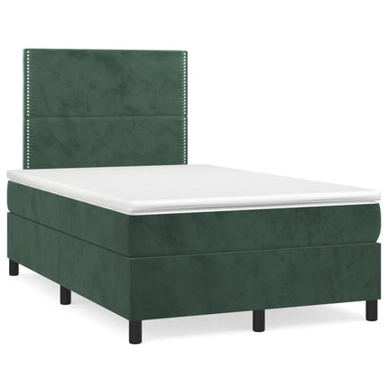 Giroletto a Molle con Materasso Verde Scuro 120x200 cm Velluto