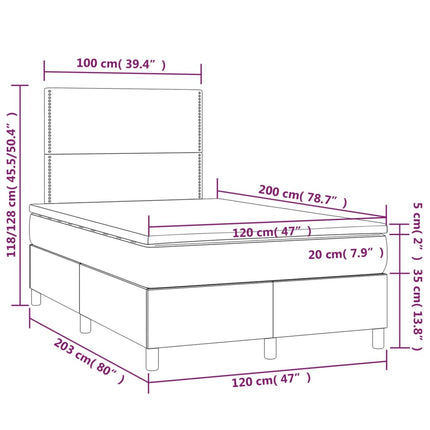 Giroletto a Molle con Materasso Blu Scuro 120x200 cm in Velluto