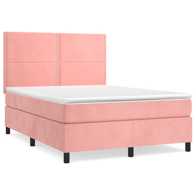 Giroletto a Molle con Materasso Rosa 140x200 cm in Velluto