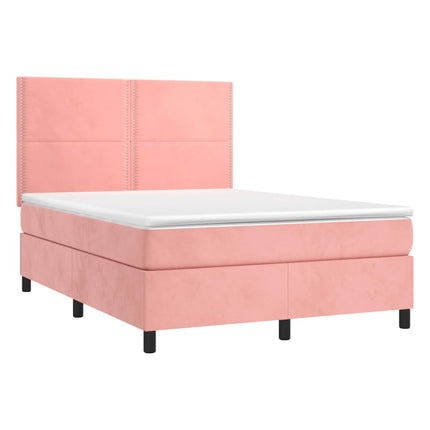 Giroletto a Molle con Materasso Rosa 140x200 cm in Velluto