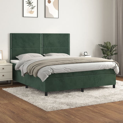 Giroletto a Molle con Materasso Verde Scuro 160x200 cm Velluto