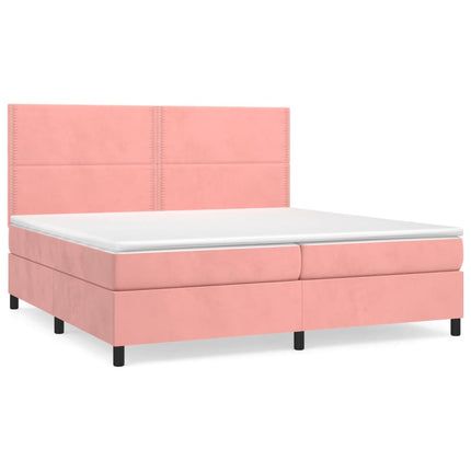 Giroletto a Molle con Materasso Rosa 200x200 cm in Velluto