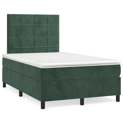 Giroletto a Molle con Materasso Verde Scuro 120x200 cm Velluto