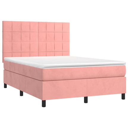 Giroletto a Molle con Materasso Rosa 140x190 cm in Velluto