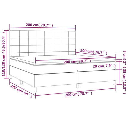 Giroletto a Molle con Materasso Verde Scuro 200x200 cm Velluto