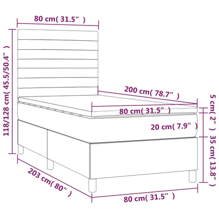 Giroletto a Molle con Materasso Nero 80x200 cm in Velluto