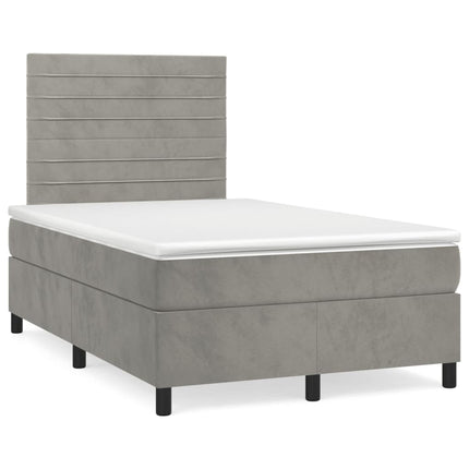 Giroletto a Molle con Materasso Grigio Chiaro 120x200cm Velluto