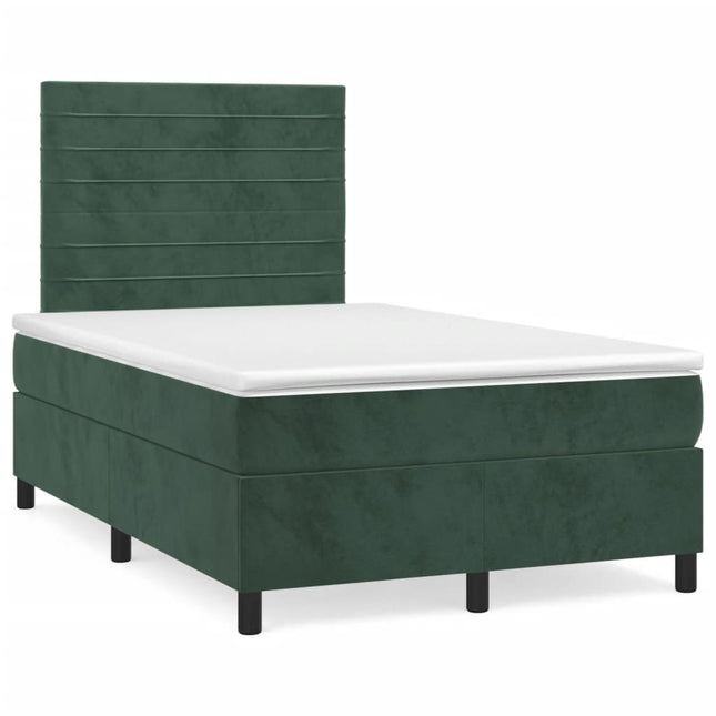 Giroletto a Molle con Materasso Verde Scuro 120x200 cm Velluto