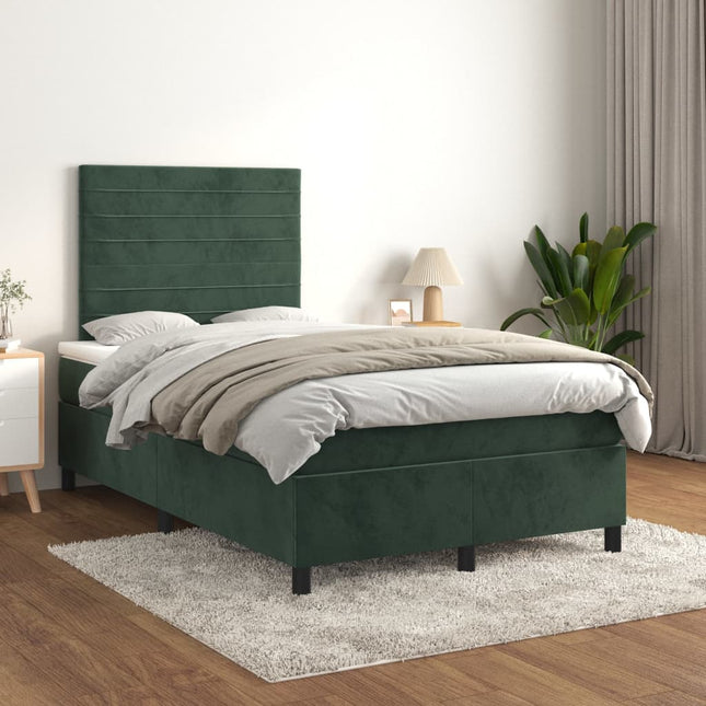 Giroletto a Molle con Materasso Verde Scuro 120x200 cm Velluto