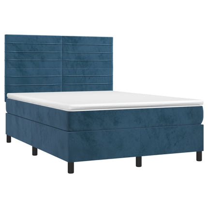 Giroletto a Molle con Materasso Blu Scuro 140x190 cm in Velluto