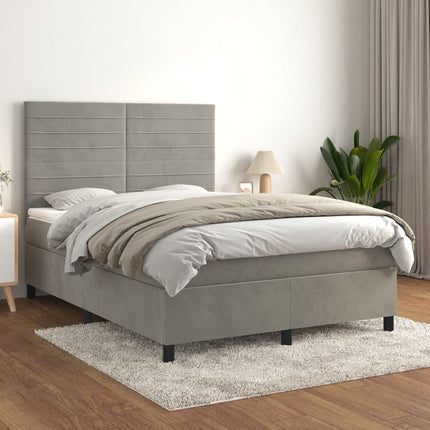 Giroletto a Molle con Materasso Grigio Chiaro 140x200cm Velluto