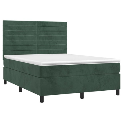 Giroletto a Molle con Materasso Verde Scuro 140x200 cm Velluto