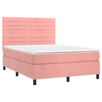 Giroletto a Molle con Materasso Rosa 140x200 cm in Velluto