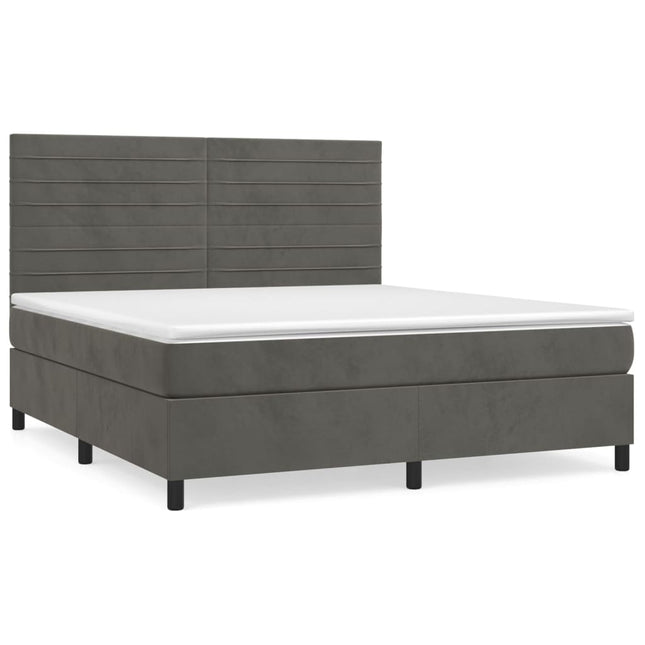Giroletto a Molle con Materasso Grigio Scuro 160x200 cm Velluto