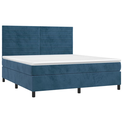 Giroletto a Molle con Materasso Blu Scuro 160x200 cm in Velluto
