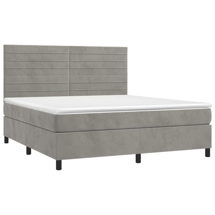 Giroletto a Molle con Materasso Grigio Chiaro 180x200cm Velluto