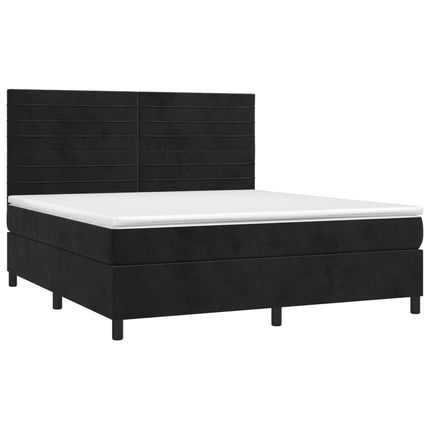 Giroletto a Molle con Materasso Nero 180x200 cm in Velluto