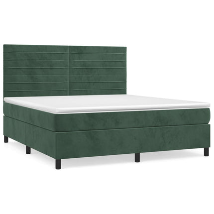 Giroletto a Molle con Materasso Verde Scuro 180x200 cm Velluto