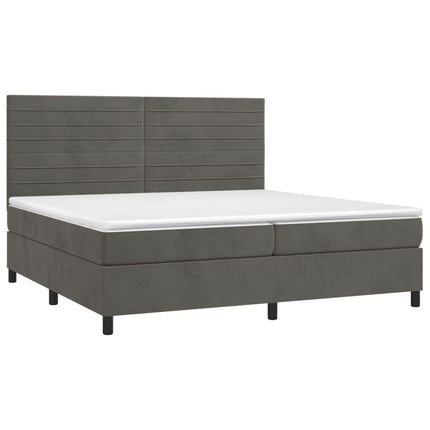 Giroletto a Molle con Materasso Grigio Scuro 200x200 cm Velluto