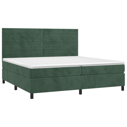 Giroletto a Molle con Materasso Verde Scuro 200x200 cm Velluto