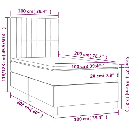 Giroletto a Molle con Materasso Blu Scuro 100x200 cm in Velluto