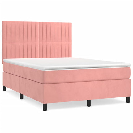 Giroletto a Molle con Materasso Rosa 140x200 cm in Velluto