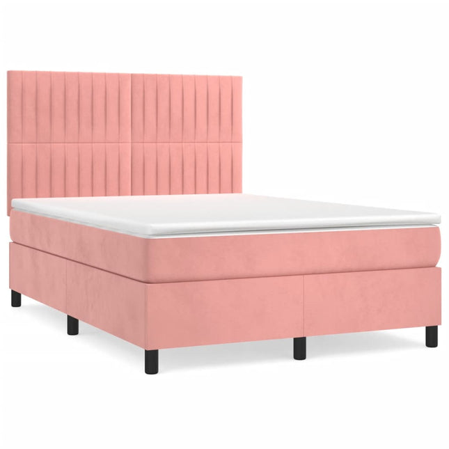 Giroletto a Molle con Materasso Rosa 140x200 cm in Velluto
