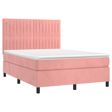 Giroletto a Molle con Materasso Rosa 140x200 cm in Velluto