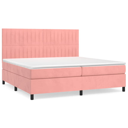Giroletto a Molle con Materasso Rosa 200x200 cm in Velluto