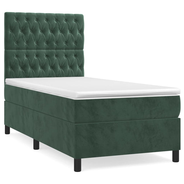 Giroletto a Molle con Materasso Verde Scuro 80x200 cm Velluto