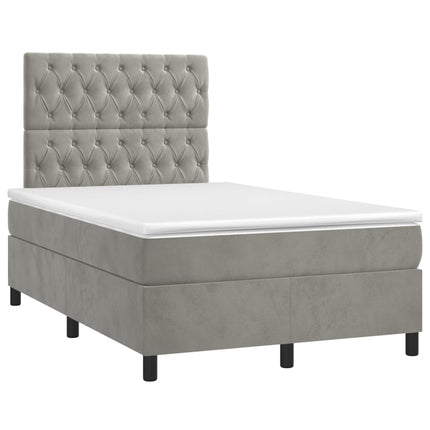 Giroletto a Molle con Materasso Grigio Chiaro 120x200cm Velluto