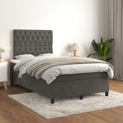 Giroletto a Molle con Materasso Grigio Scuro 120x200 cm Velluto