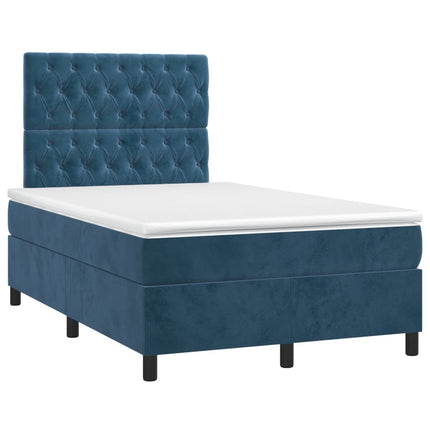 Giroletto a Molle con Materasso Blu Scuro 120x200 cm in Velluto
