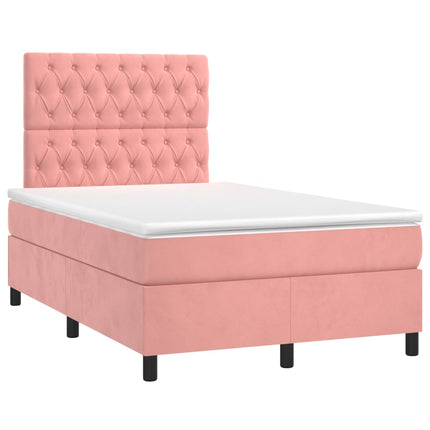 Giroletto a Molle con Materasso Rosa 120x200 cm in Velluto