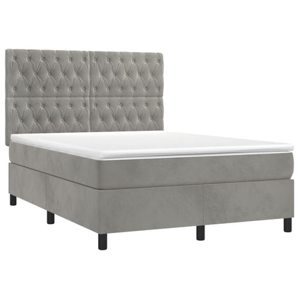 Giroletto a Molle con Materasso Grigio Chiaro 140x190cm Velluto