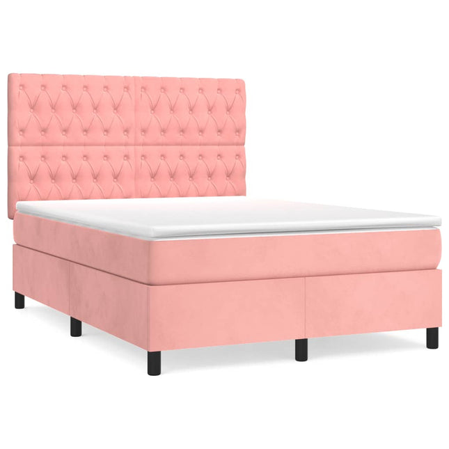 Giroletto a Molle con Materasso Rosa 140x200 cm in Velluto