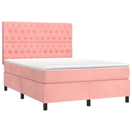 Giroletto a Molle con Materasso Rosa 140x200 cm in Velluto