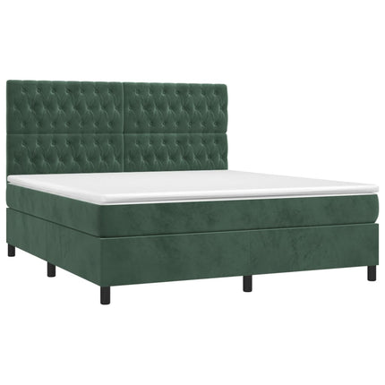 Giroletto a Molle con Materasso Verde Scuro 180x200 cm Velluto
