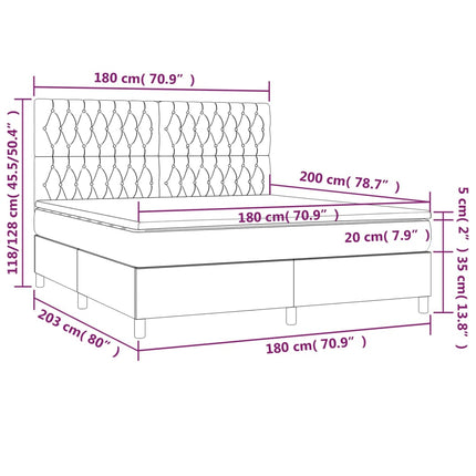 Giroletto a Molle con Materasso Blu Scuro 180x200 cm in Velluto