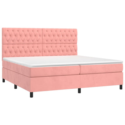 Giroletto a Molle con Materasso Rosa 200x200 cm in Velluto