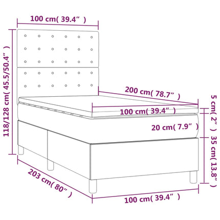 Giroletto a Molle con Materasso Rosa 100x200 cm in Velluto