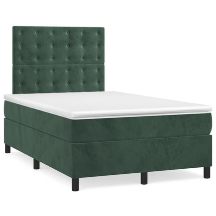 Giroletto a Molle con Materasso Verde Scuro 120x200 cm Velluto