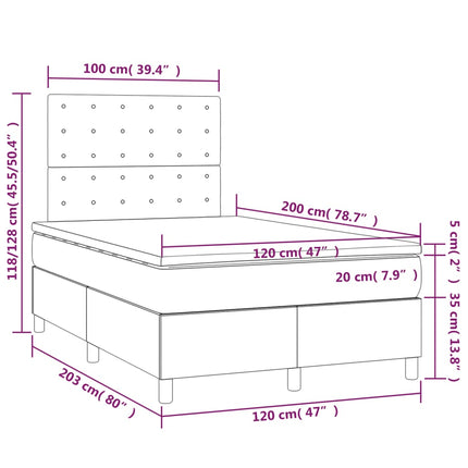 Giroletto a Molle con Materasso Verde Scuro 120x200 cm Velluto