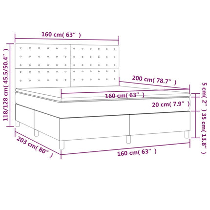Giroletto a Molle con Materasso Rosa 160x200 cm in Velluto